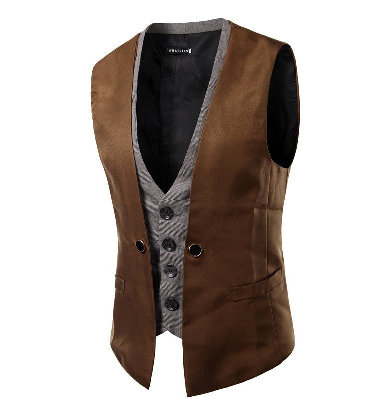 Men business suit vest waistcoat Product information: Edition type: Slim type Style: cardigan Collar type: V-neck Placket: single breasted Thickness: General Pattern: grid Fabric name: chemical fiber blended Main fabric composition: polyester fiber (polye