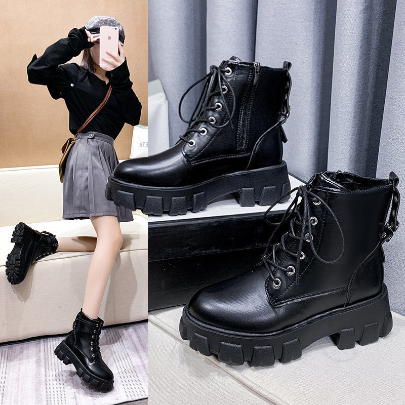 New Autumn And Winter Fashion Women's Shoes Handsome Locomotive Women's Boots Product information Product Category: Martin Boots Applicable age: adult Upper Material: Artificial PU Sole Material: Rubber Applicable gender: female Toe shape: round head Heel