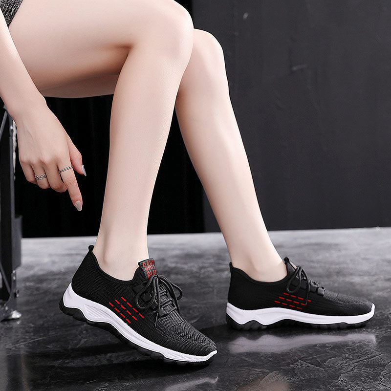 Spring Breathable Flying Woven Sports Shoes Product Information: Product category: sports casual shoes Style: Sports Suitable season: summer, spring, autumn Applicable gender: female Upper material: flying woven fabric Popular elements: stitching, color m