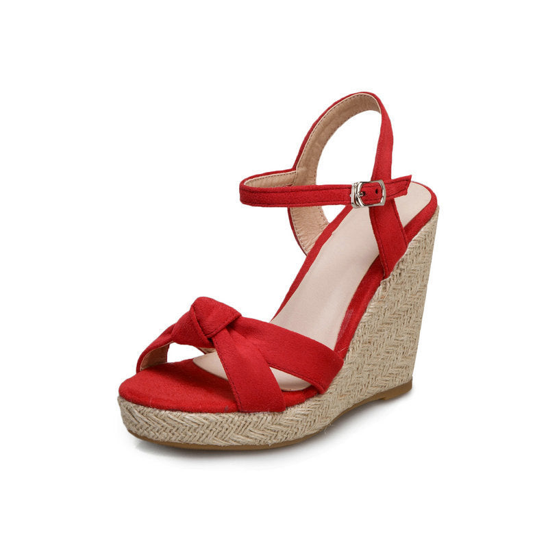 Wedge Heel Super High Heels Platform Platform Platform Platform Platform Sandals With Toe Roman Sandals High Heel Straw Woven Women's Shoes Product Information: Upper material suede Toe shape fish mouth Product category Roman shoes Supply category Spot st