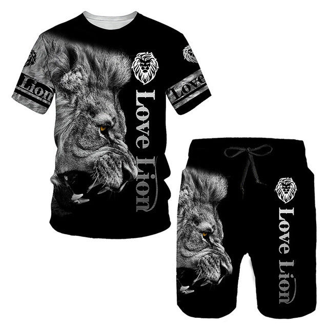 3D Printed Women's And Men's T Shirt Set Fashion Men's Lion Sportswear Product information: Material:polyester Style:motion Features:printing Colour:White, gray, brown, blue, purple, green Size Information: Size: S/M/L/XL/XXL/3XL/4XL/5XL/6XL Note: 1. Asia
