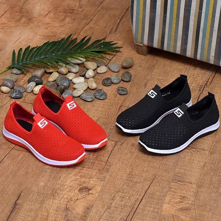 Flying Woven Women's Mesh Shoes Product Category: Casual Sandals Applicable age: adult Upper Material: Flying Woven Mesh Sole material: polyurethane sole style: Casual Toe shape: round toe Heel height: flat heel Heel shape: flat heel Popular elements: car