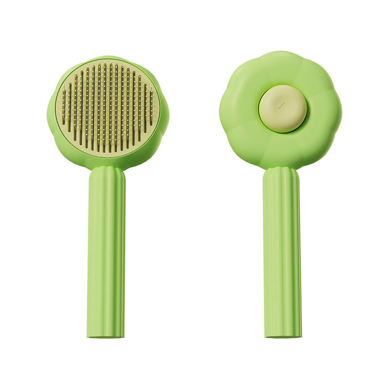 Sunflower Shape Pet Comb Cat Comb Product information: Material: ABS, stainless steel Style:Fashion simple Features:Sunflower shape pet fine needle comb, a key to get rid of hair Colour: green,orange Size:195*84*46mm Packing list: Comb*1 Product Image: Su
