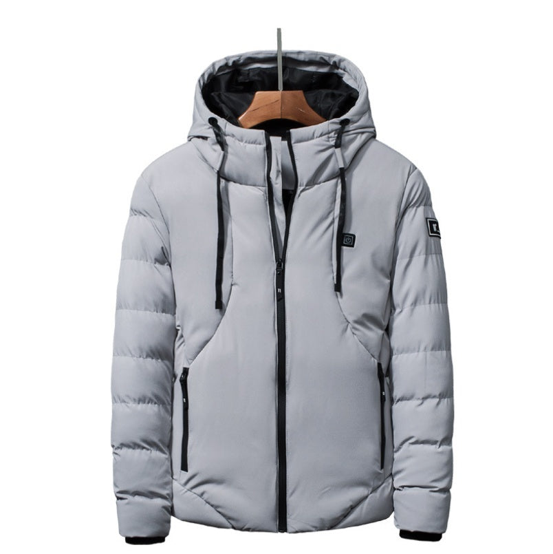 New Men Women Cotton Coat USB Smart Electric Heated Jackets Winter Thicken Down Hooded Outdoor Hiking Ski Clothing 7XL Overview: 1.100%New high quality Heating Electric down jacket USB 2. One button heating, three-speed temperature control, intelligent he
