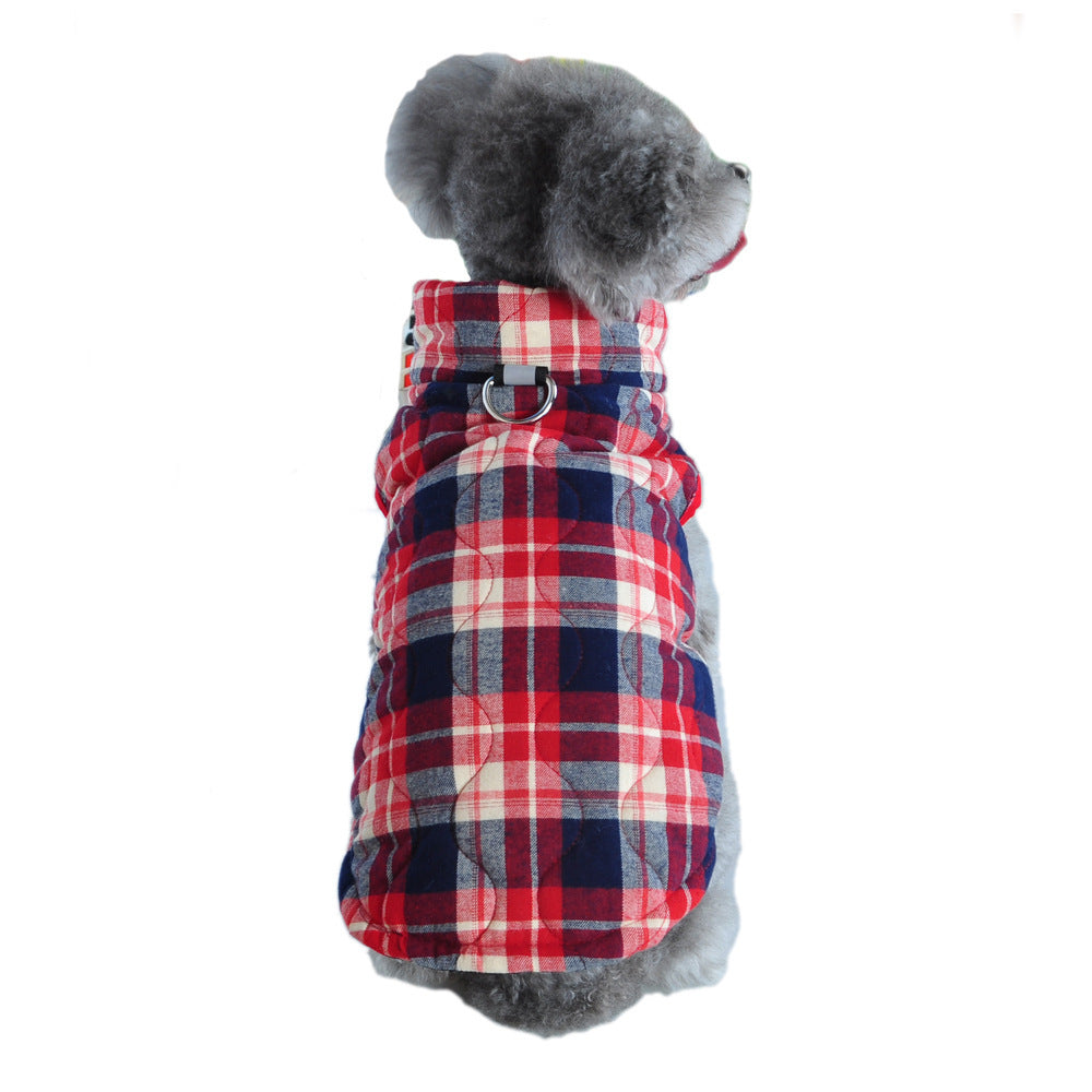 Winter Pet Dog Clothes Heavy Cotton Pet Clothes Jacket Plaid Zipper Down Jacket Pets Supplies Overview: 1. Use high-grade soft clothing lattice material quilted cotton gourd shape as the fabric, which is warm and fashionable. 2. The fabric quilted cotton