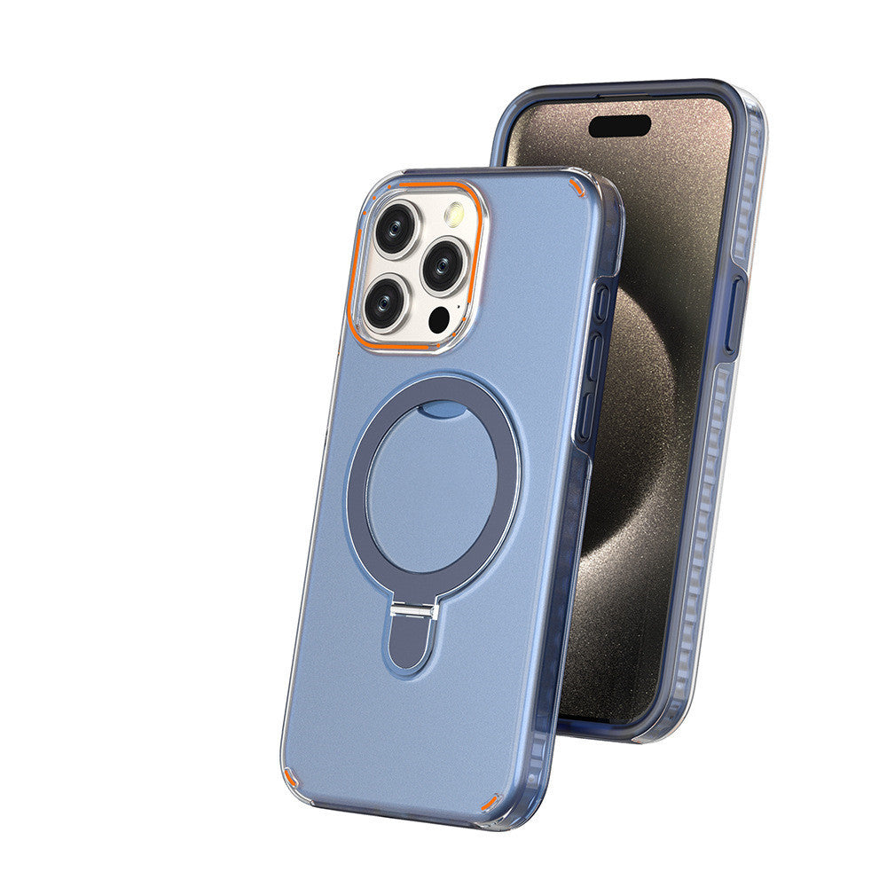 New Colorful Magnetic Bracket Phone Case With Holder Stand Cover For Magesafe Magnetic Transparent Wireless Charge Case For Phone Overview: 【Functional & Flexible】 Designed with a strap hole, speaker dustproof stainless cover, and charger-friendly hole. 【