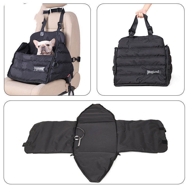 Pet Car Bag Car Front And Rear Seat Dog Car Pad Multi-functional Anti Splash Autumn And Winter Pet Bag Overview: 1. This dog travel bag performs multiple duties: it is a safety car seat, travel bed, and dog house on the go! 2. This bag can be attached to
