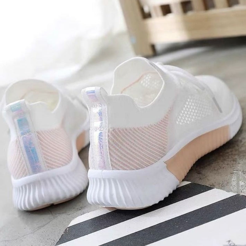 Women's Shoes Spring White New Breathable Sports Mesh Versatile Summer Hollow Walking Flying Woven No-slip Ladies Sneakers Product information: Suitable season: autumn Applicable gender: neutral/male and female Popular elements: hollow, mesh, color matchi