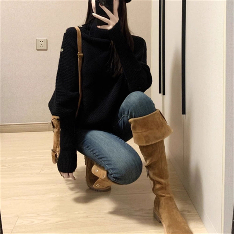 Idle Style Maillard Pile Collar Top Product information: Color: oatmeal color, black Size: S,M,L,XL Sleeve type: regular sleeve Main fabric composition: Polyester (polyester fiber) Wearing style: pullover Sleeve length: long sleeve Size: Note: 1. Asian si