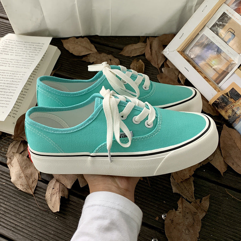 Fashion All-match Student White Shoes Trendy Sneakers Product information: Applicable age group: adult Upper Material: Canvas Sole Material: Rubber Style: Korean Color: black, sky blue, fairy pink, fluorescent green, Tiffany green, dragon fruit red, milk