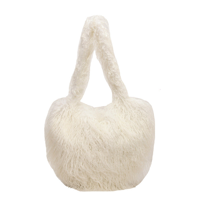 Plush Armpit Shoulder Bags Winter Large Capacity Personalized Heart Bag Women's Luxury Handbags High Quality Valentine's Day Gift Product information: Material: plush Style: fashionable and simple Features:Solid color Color:picture color Size:39*30*7cm Pa