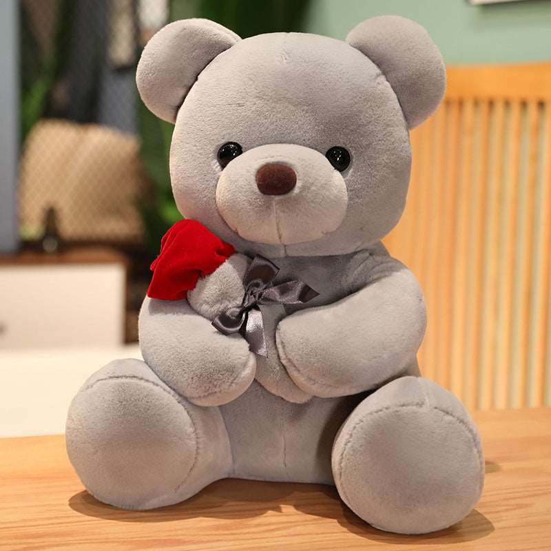 23-45cm New Lovely Hug Roses Teddy Bear Plush Pillow Stuffed Soft Animal Dolls Nice Birthday Gift Girlfriend Valentine's Day Overview: For the sake of rest and to make kids play with it this texture is soft and comfortable to hug, It has a vivid cartoon c