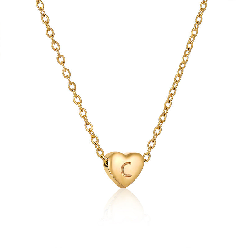 Ins Style Love Letter Necklace Women Stainless Steel Heart-shaped Niche Clavicle Chain Fashion Necklace Product information: Necklace material: stainless steel Process: vacuum plating Size: 7*8*3.5MM Chain length: 450mm Packing list: Necklace*1 Product Im