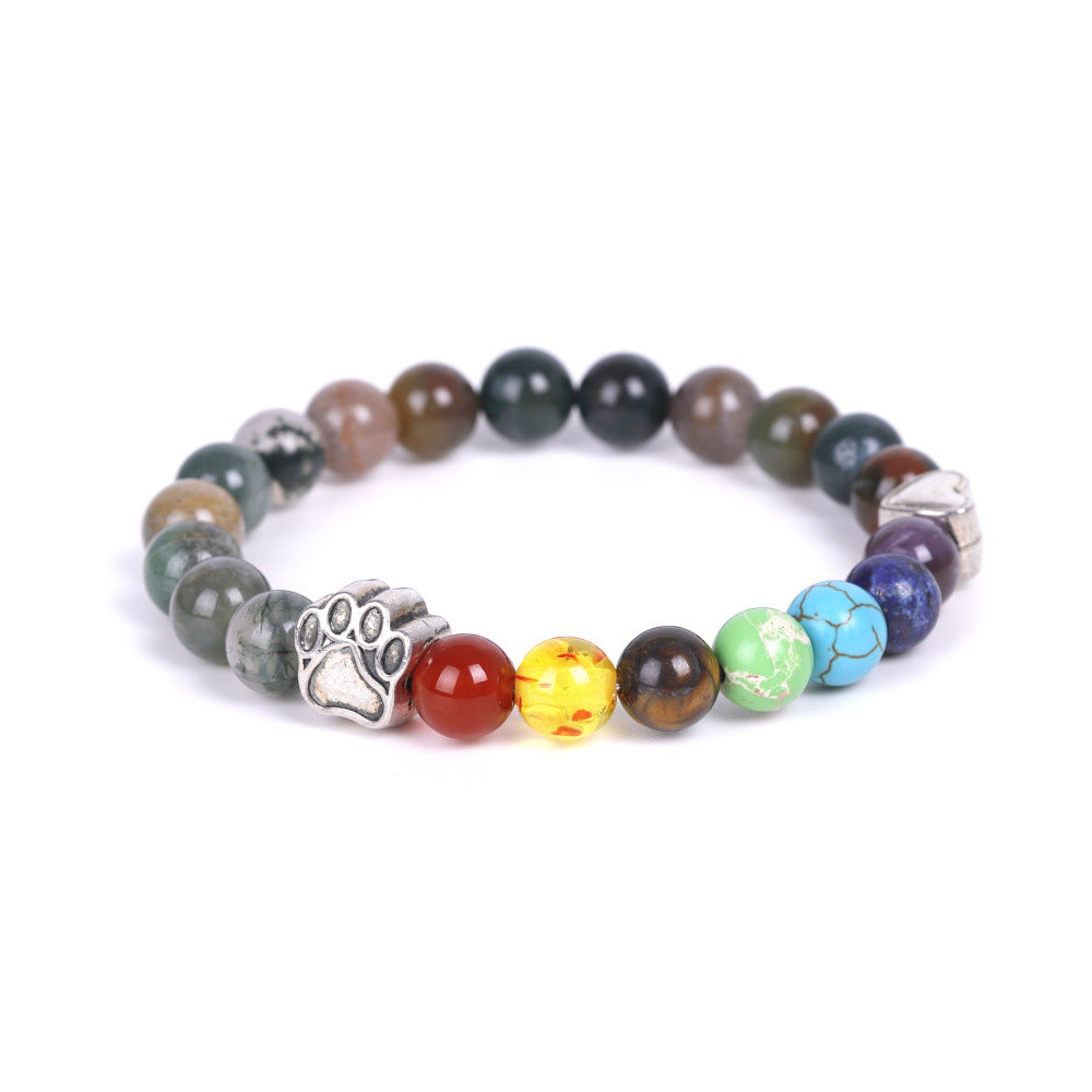 White Point Blue Love Small Peach Heart Colorful Natural Stone Bracelet Product information: Color: SY394A3901 glue filled white bark pine wood, SY394A4802 white dot blue, SY394A4803 Sunstone, SY394A4804 amazonite,SY394A4805 picture stone, SY394A4806 serp