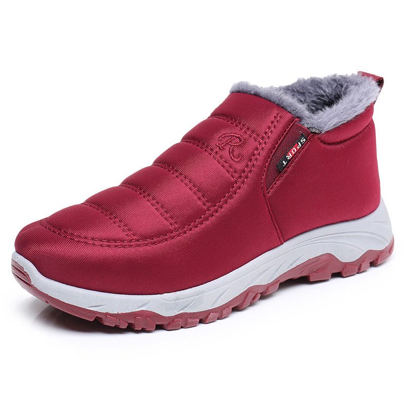 Fashion Thickened Warm Snow Boots Women Product information: Pattern: solid color Applicable sports: Universal Color: women's black, women's red, men's black, men's blue Size: female 36, female 37, female 38, female 39, female 40, female 41, male 39, male