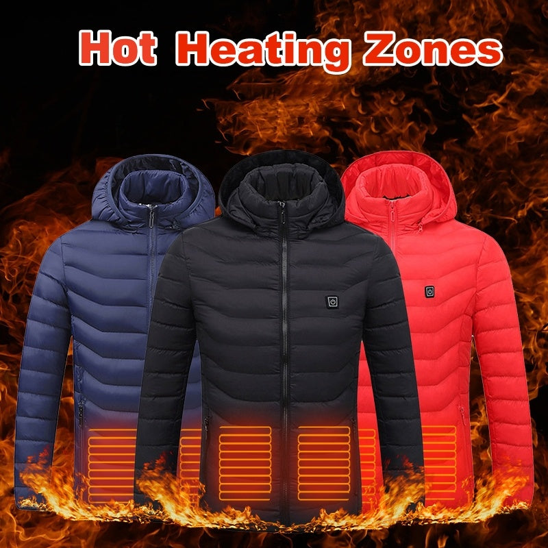 New Heated Jacket Coat USB Electric Jacket Cotton Heater Thermal Clothing Heating Vest Overview: LIGHTWEIGHT DESIGN FOR HEATING: Metallic dot lining, elastic cuffs, hem, removable hood, long sleeve and high-quality zippers help you better lock the heat, w