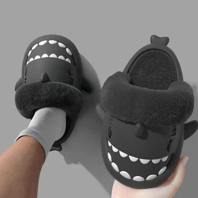 Non-Slip Furry Shark Slides Introducing the Non-Slip Furry Shark Slides – the perfect footwear for any occasion! These slippers are made from waterproof materials and boast non-slip soles, making them ideal for use both indoors and outdoors. Crafted with