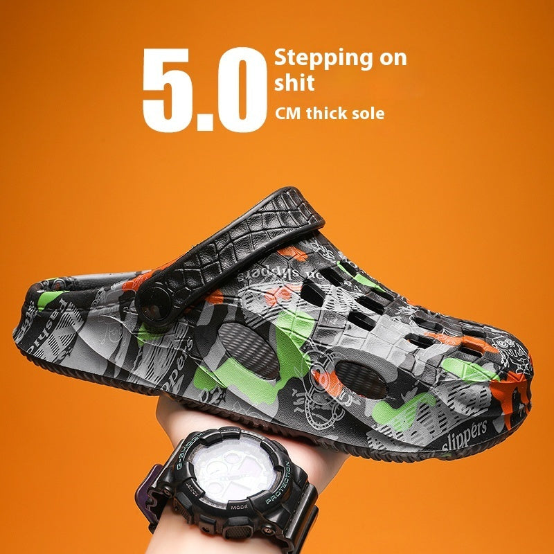 Outdoor Casual Dual-use Beach Half Slippers Sports Leisure Sandals Feeling Of Walking On Shit Product information: Color: black, gray, green, blue, white, black [fashion style], white【 fashion style], khaki [fashion style], Black [casual style], white【 ca