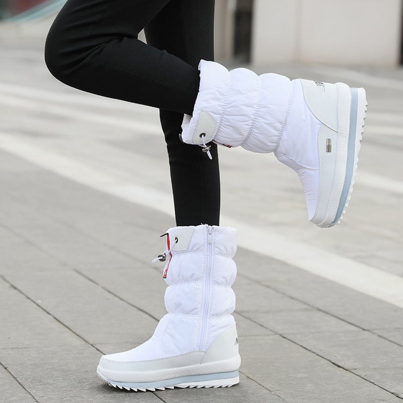 Winter New Plus Velvet Thick Cotton Shoes Thermal Middle Tube Waterproof Non-slip Boots Product information: Pattern: solid color Lining material: Other Color: G71 Black, G71 Blue, G71 White, G71 purple, G71 Red Upper height: Mid-top Heel height: Other So