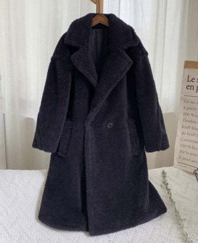 Lapel Lamb Fleece Coat With Pockets Faux Fur Coat Winter Warm Thickening Long Windbreaker Women's Clothing Overview: Unique design, stylish and beautiful. Good material, comfortable wear. A variety of colors, any choice. Product information: Fabric name: