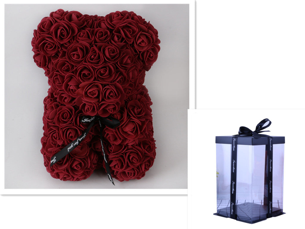 Valentine's Day Gift Rose Bear Eternal Flower Rose Teddy Bear PE Foam Bear 25cm Valentines Day Overview: Rose Bear — The rose bear is about 10*7*7 inches (length*width*height). This eternal rose bear symbolizes eternal love, affection, friendship and stab