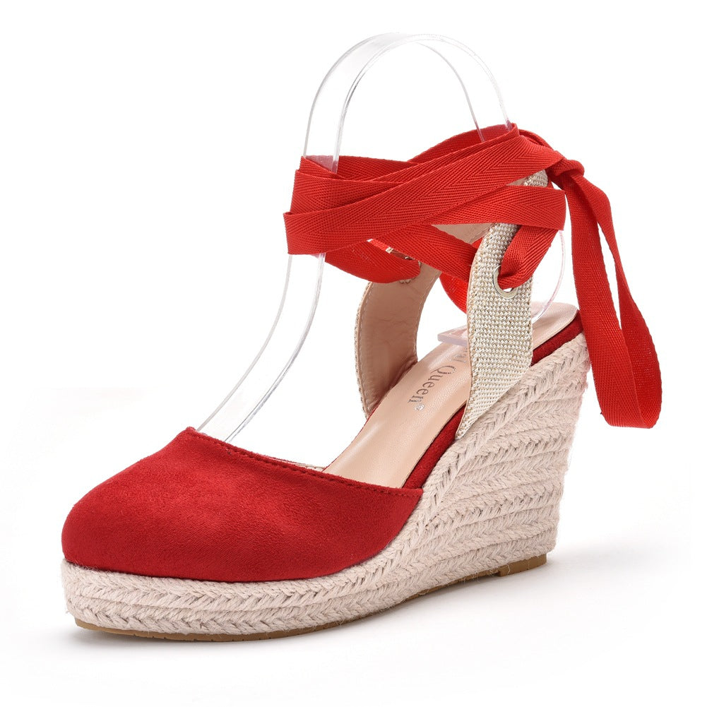 Bohemian Round Toe Platform Wedge Sandals For Women Product information: Lining material: imitation leather Color: red, black, apricot Upper height: low top Processing Method: embossing Heel shape: Wedge Size: 34, 35, 36, 37, 38, 39, 40, 41 Sole craft: vi
