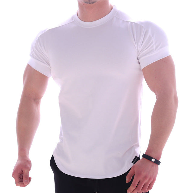 High Elastic Slim Fit T-shirt Looking for a shirt that will make you look and feel your best? Look no further than our High Elastic Slim Fit T-shirt. Made from polyester, this shirt is designed to help you stay cool and dry in summer weather. The curved h