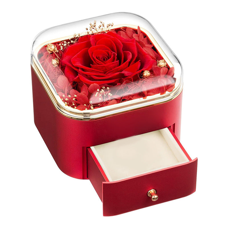 Valentines Day Rose Flower Drawer Jewelry Box Earrings Ring Necklace Storage Valentine's Day Gift Box Romantic Jewelry Packaging Box Overview: Applicable Occasions: Valentine's Day; Mother's Day; Christmas, Wedding, Birthday, Anniversary, etc. Perfect Gif