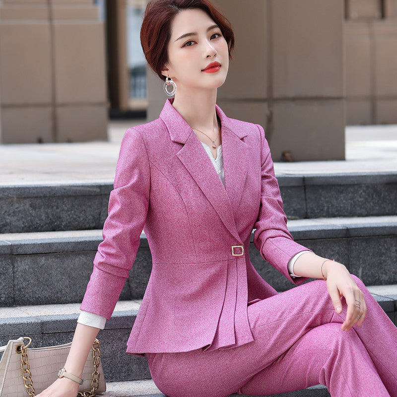 New Women's Hot-selling Professional Suits Elegant Temperament Product information: Product Category: Professional Women's Pants Set Edition type: fit type Top style: small suit Top sleeve length: long sleeve Popular elements: Irregular Main fabric compos
