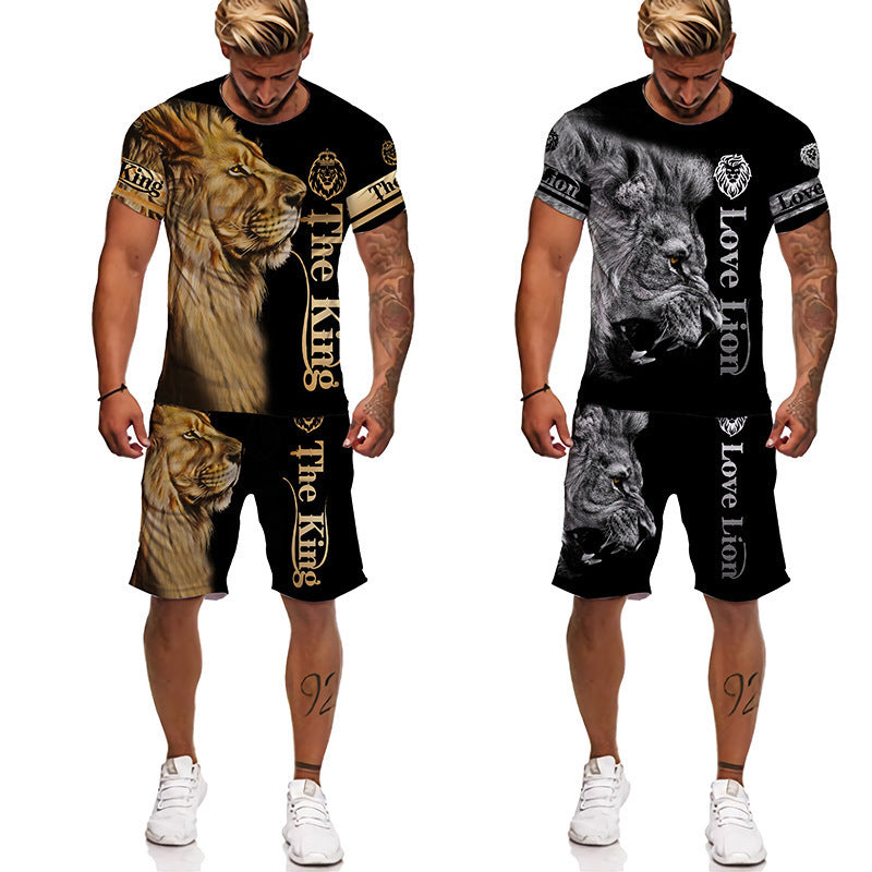 3D Printed Women's And Men's T Shirt Set Fashion Men's Lion Sportswear Product information: Material:polyester Style:motion Features:printing Colour:White, gray, brown, blue, purple, green Size Information: Size: S/M/L/XL/XXL/3XL/4XL/5XL/6XL Note: 1. Asia