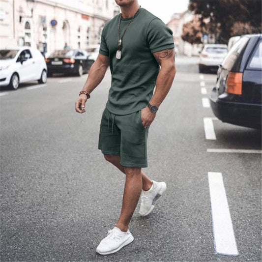 Casual Youth Thin Round Neck Short Sleeve T-shirt Casual Sports Suit