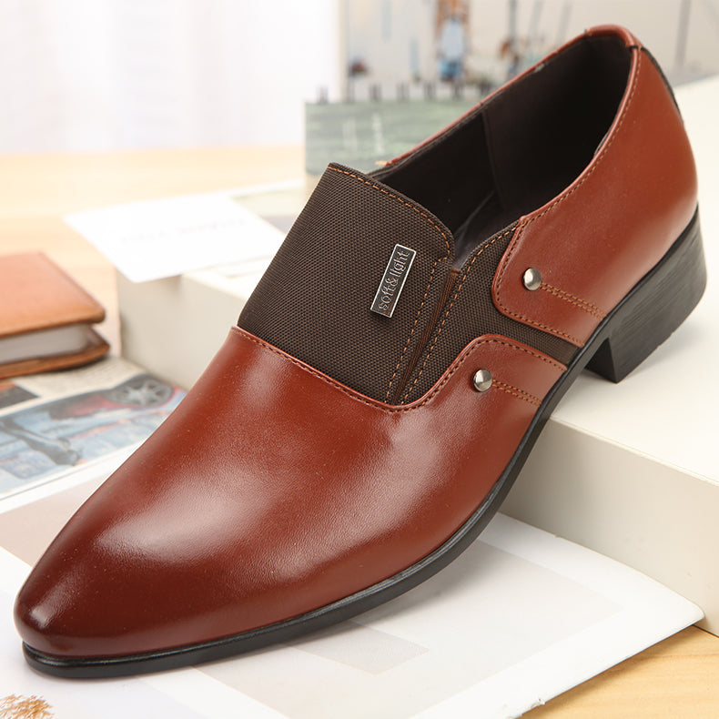 Mens Fashion Casual Pointed Toe Leather Shoes Product information: Function: Breathable Closure: One-stepper Size: 38 39 40 41 42 43 44 Popular elements: stitching Heel height: low heel (1-3cm) Color classification: light brown black white Toe style: poin