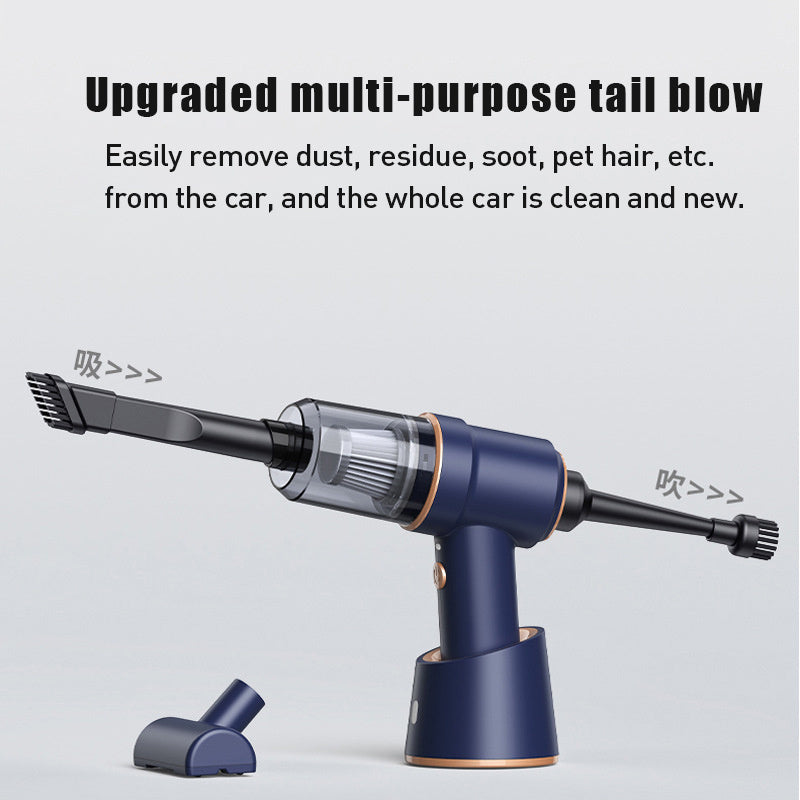 Home Car Handheld Wireless Charging Vacuum Cleaner Product information: Material: ABS Rated speed: 35000 (r/min) Rated voltage: 7.4 (V) Rated input power: 120 (W) Main scope of application: car, home Vacuum suction: 8000 (mbar) Battery capacity: 2*2000mah