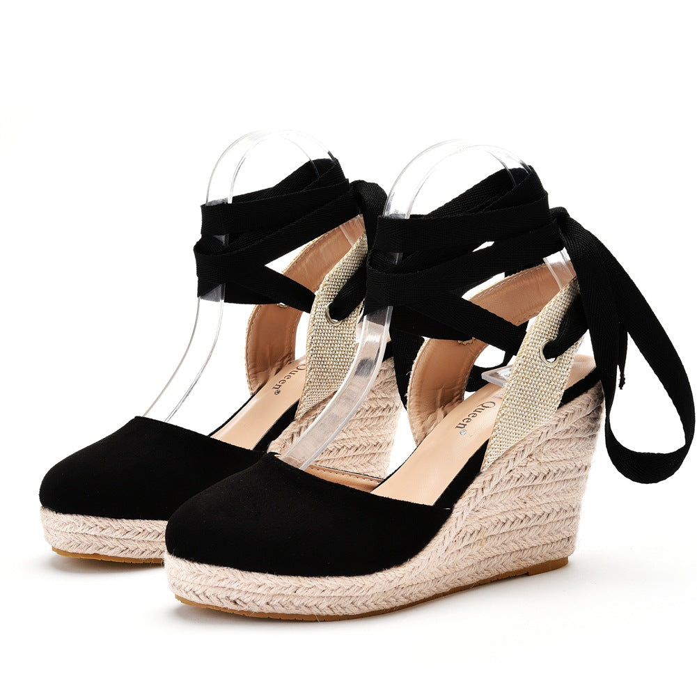 Bohemian Round Toe Platform Wedge Sandals For Women Product information: Lining material: imitation leather Color: red, black, apricot Upper height: low top Processing Method: embossing Heel shape: Wedge Size: 34, 35, 36, 37, 38, 39, 40, 41 Sole craft: vi
