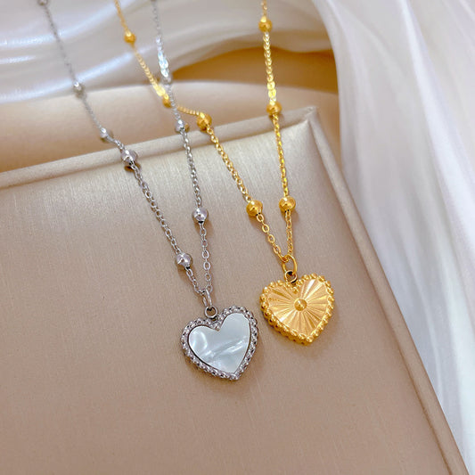 Heart-shape Love Necklace For Valentines Day Temperamental Personality Minimalist Stove Real Gold Necklace Female Product information: Treatment Process: Electroplating Color: N212 Gold [whole titanium steel], N213 silver [whole titanium steel]] Pendant m