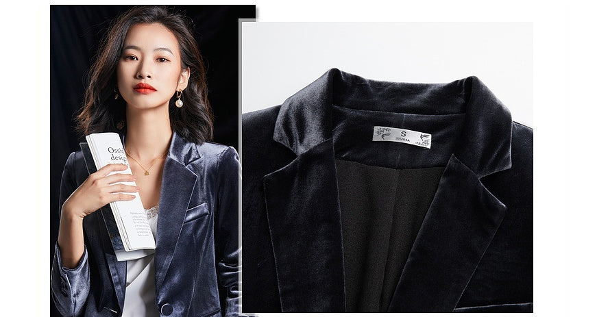 New Autumn And Winter Corduroy Suit Professional Suit Product information: Main fabric composition: polyester fiber (polyester) Color: royal blue, wine red, gray Applicable gender: female Size Information: Size: S, M, L, XL, XXL, XXXL, XXXXL Note: 1. Asia