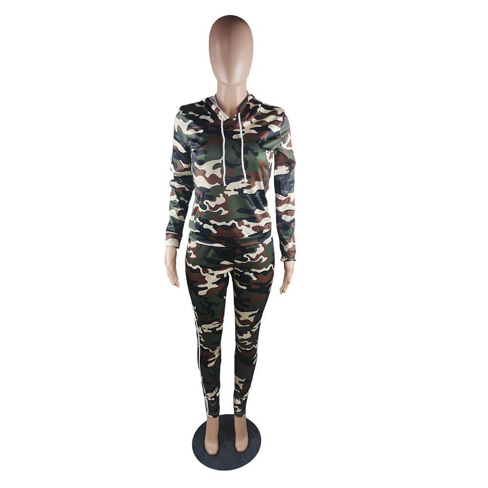 Camouflage casual suit Style: sexy Pattern: Printing Style: pants suit Top style: coat Top sleeve length: long sleeve Pants style: straight pants Length: trousers Popular elements: printing, irregular, stitching Craft: collage/splicing Fabric name: Zigong