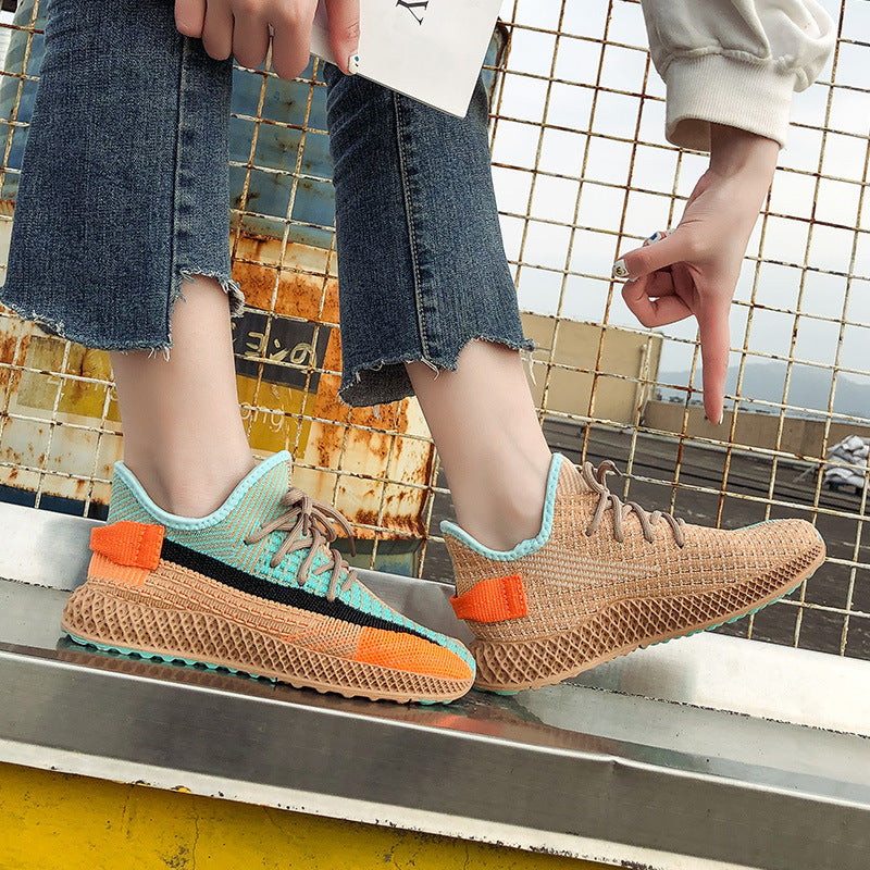 Women's casual running flying woven coconut shoes Product category: coconut shoes Applicable gender: female Upper material: fabric Sole material: plastic Toe shape: round head Upper height: low Heel height: middle heel (3-5CM) Wearing style: front tie Hee