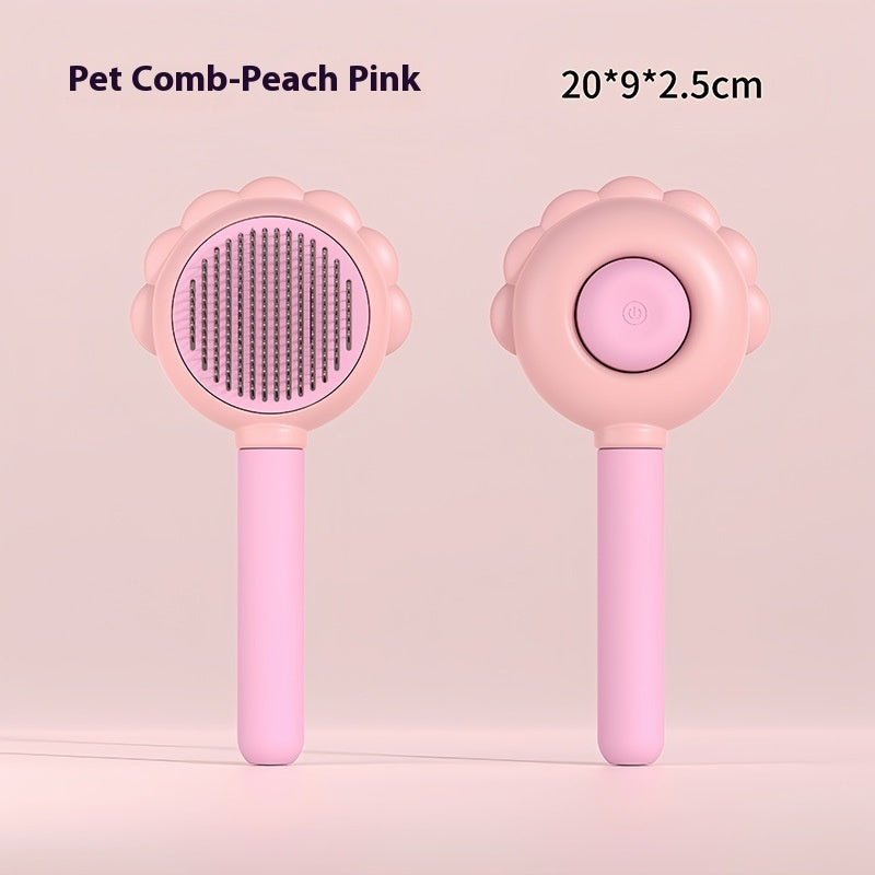 2 In 1 Self Cleaning Dog Brush Comb With Spray Pets Grooming Hair Remover Combs Brush Floating Hair Pet Grooming Brush Pet Products Overview: 1. Plastic+Metal+TPR Material: Composed of a plastic shell, metal comb teeth, and TPR-pointed protective points,