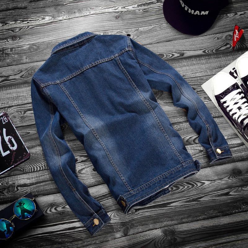 Fashion lapel men's denim jacket jacket men casual Main fabric composition; cotton The content of the main fabric composition; 60 (%) Lining ingredient content; 60 (%) Applicable scene; leisure Style details; button decoration size Shoulder width（CM） bust