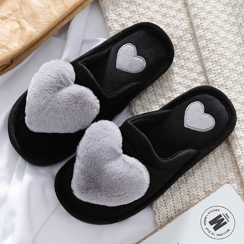 Cute Love Slipper Winter Warm Fluffy Shoes Home Slippers For Valentine's Day Overview: Unique design, stylish and beautiful. Good material, comfortable feet. A variety of colors, any choice. Specification: Cartoon love slippery home slippers Sole material