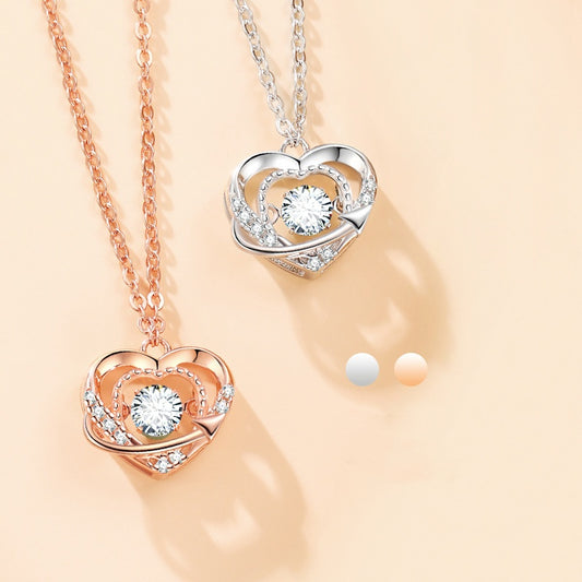 Heart Necklace S925 Sterling Silver Product information: Treatment Process: Seiko Color: smart heart necklace-Rose, smart heart necklace-White Pendant material: 925 silver Chain style: O-shaped chain Material: Silver Purity: 925 silver Popular elements: L