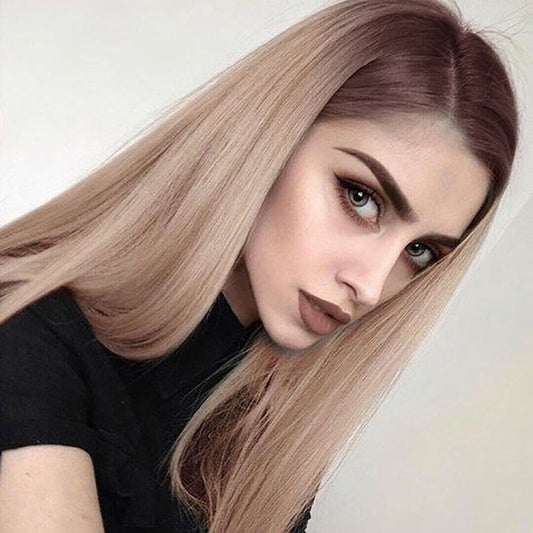 European and American ladies long straight hair wigs Applicable people: General Can be hot dyed: not hot dyed Hairline material: high temperature wire Applicable skin color: any skin color Applicable face shape: any face shape Type of bangs: mid-point Len