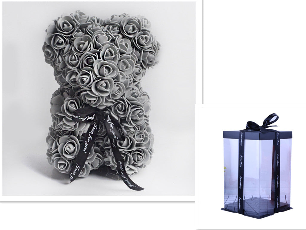 Valentine's Day Gift Rose Bear Eternal Flower Rose Teddy Bear PE Foam Bear 25cm Valentines Day Overview: Rose Bear — The rose bear is about 10*7*7 inches (length*width*height). This eternal rose bear symbolizes eternal love, affection, friendship and stab