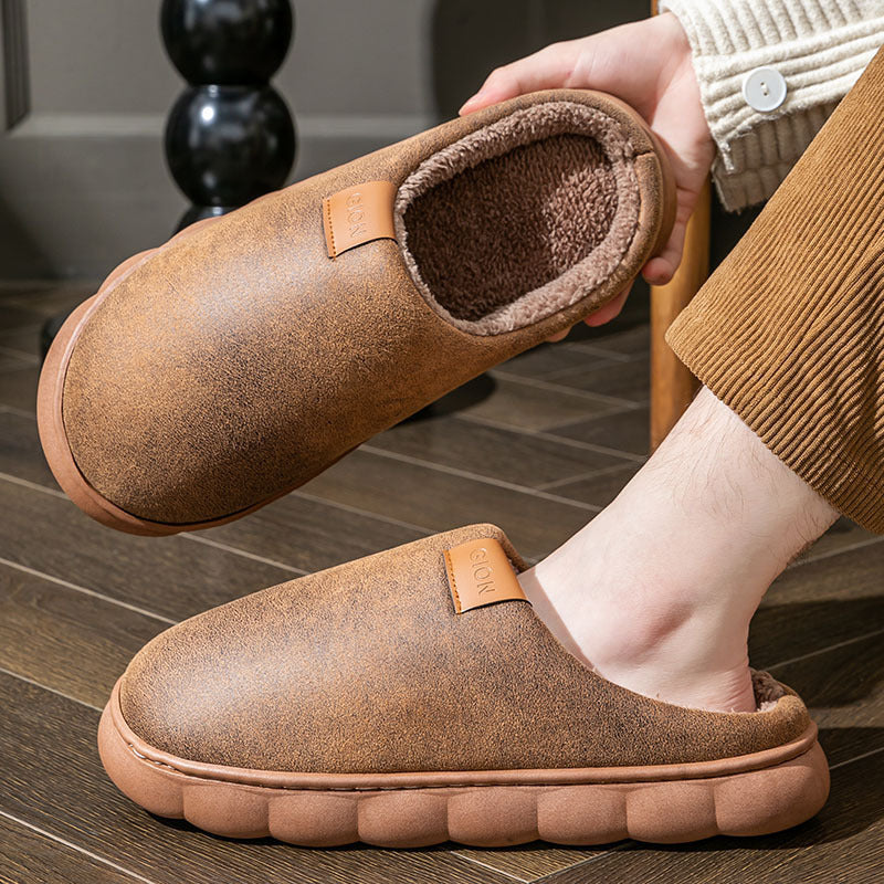 Men's Home Slippers Winter Warm Fleece Shoes Indoor Bedroom Floor Plush Slippers For Women Couple Product information: Sole material :pvc Applicable gender: Neutral/male/female How to wear: sleeve/overshoes Popular element: car stitching Thickness: normal