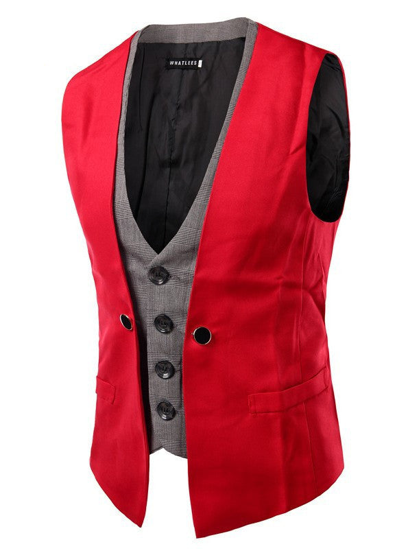 Men business suit vest waistcoat Product information: Edition type: Slim type Style: cardigan Collar type: V-neck Placket: single breasted Thickness: General Pattern: grid Fabric name: chemical fiber blended Main fabric composition: polyester fiber (polye