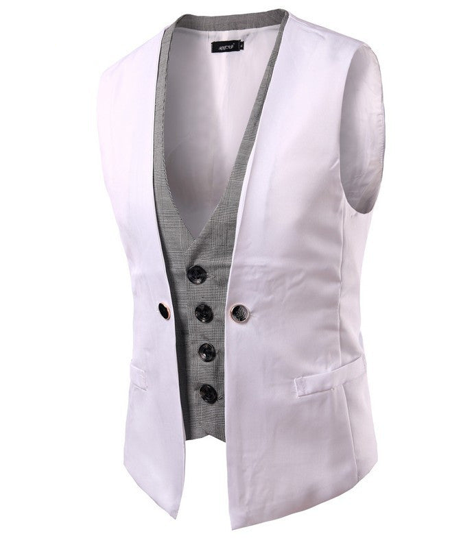Men business suit vest waistcoat Product information: Edition type: Slim type Style: cardigan Collar type: V-neck Placket: single breasted Thickness: General Pattern: grid Fabric name: chemical fiber blended Main fabric composition: polyester fiber (polye