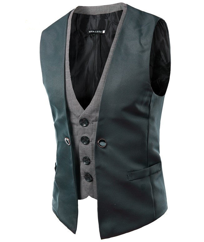 Men business suit vest waistcoat Product information: Edition type: Slim type Style: cardigan Collar type: V-neck Placket: single breasted Thickness: General Pattern: grid Fabric name: chemical fiber blended Main fabric composition: polyester fiber (polye