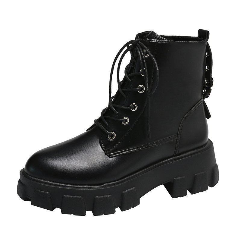 New Autumn And Winter Fashion Women's Shoes Handsome Locomotive Women's Boots Product information Product Category: Martin Boots Applicable age: adult Upper Material: Artificial PU Sole Material: Rubber Applicable gender: female Toe shape: round head Heel