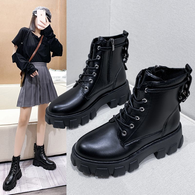 New Autumn And Winter Fashion Women's Shoes Handsome Locomotive Women's Boots Product information Product Category: Martin Boots Applicable age: adult Upper Material: Artificial PU Sole Material: Rubber Applicable gender: female Toe shape: round head Heel